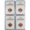 Image 1 : ( 4 ) NGC GRADED MS-66 RED LINCOLN CENTS: (2)  1944-S & (2) 1954-D