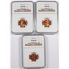 Image 1 : ( 3 ) 1954-D LINCOLN CENTS, NGC MS-66 RED NGC PRICE GUIDE=$38.00 EACH