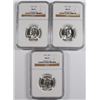 Image 1 : ( 3 ) 1957 WASHINGTON QUARTERS, NGC MS-65 GEMS