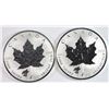 Image 1 : ( 2 ) 2016 REVERSE PROOF CANADIAN SILVER MAPLE LEAF COINS ( WOLF PRIVY )