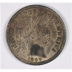 1907 BARBER DIME AU