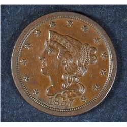 1857 HALF CENT AU/UNC RARE DATE