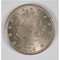 1904 LIBERTY NICKEL GEM BU+ MINOR SPOTS