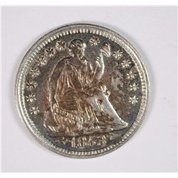 1853 ARROWS HALF DIME AU/UNC NICE
