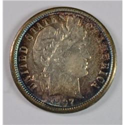 1907-O BARBER DIME CH BU CRAZY COLORS