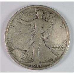 1917-D REVERSE WALKING LIBERTY HALF DOLLAR XF