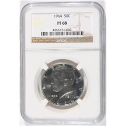 1964 KENNEDY HALF DOLLAR, NGC PROOF-68! SUPERB+