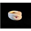 Image 1 : COREY LAROCQUE, CARVED SPERM WHALE TOOTH RING DEPICTING FROG, SET WITH RUBY EYES AND OPAL INSERTS,