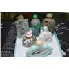 Image 1 : Six vintage collectible snuff bottles including three reverse painted, glazed porcelain etc.