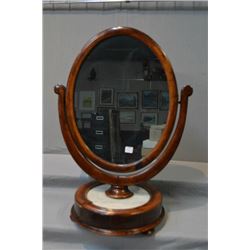 Victorian mahogany and marble framed swivel oval mirror