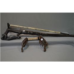 Carved bone and wood Indonesian cane and display piece featuring the Batak calendar and a hand carve