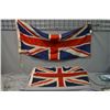 Image 1 : Two sewn Union Jack flags including 18" X 37" and a 24" X 48"