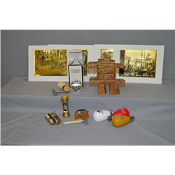 Selection of collectibles including a soapstone Inukshuk signed Antoine, beer tap handles, vintage r