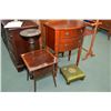 Image 1 : Selection of small furnishing including a modern two drawer side table, a statuary stand, gout stool