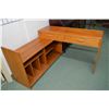 Image 2 : Vintage teak console table that converts to corner desk with two drawers and under shelves