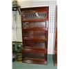 Image 1 : A five section mahogany stacking bookcase including one leaded panel