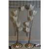 Image 1 : A pair of modern five branch table lamps with frosted tulip motif shades