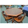 Image 1 : Octagonal games table with simulated leather top and four chairs