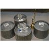 Image 1 : Five Swarovski collectibles including four swans and a suspended orb, each with original packaging