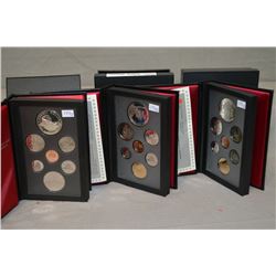 Three cased Canadian double dollar proof sets including 1986, 1992 and 1993