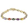 Image 1 : 14KT Yellow Gold 13.70ctw Multi Color Sapphire and Diamond Bracelet