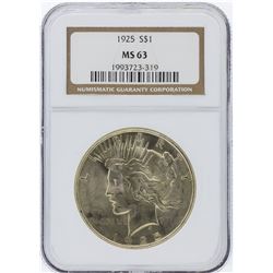 1925 NGC MS63 Peace Silver Dollar