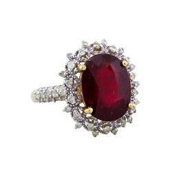 14KT Yellow Gold 7.88ct Ruby and Diamond Ring