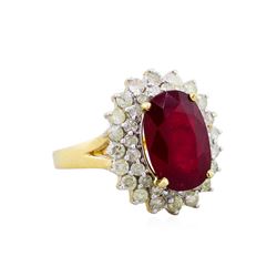 14KT Yellow Gold 5.38ct Ruby and Diamond Ring