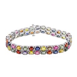 14KT White Gold 27.00ctw Multi Color Sapphire Bracelet