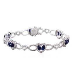 18KT White Gold 4.53ctw Sapphire and Diamond Bracelet