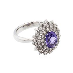 14KT White Gold 2.18ct Tanzanite and Diamond Ring