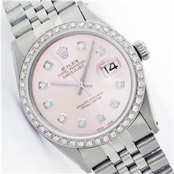 Mens Rolex Stainless Steel 1ctw Diamond Datejust Wristwatch