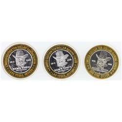 Lot of (3) Sam's Town Las Vegas $10 Casino Gaming Token .999 Fine Silver Limited