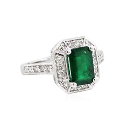 14KT White Gold 1.71ct Emerald and Diamond Ring