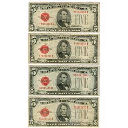1928C $5 Red Seal Note Lot of 4