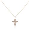 Image 2 : 14KT Two-Tone Gold 0.74ctw Diamond Cross Pendant With Chain