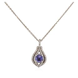 14KT White Gold 1.16ct Tanzanite and Diamond Necklace