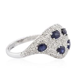 14KT White Gold 1.05ctw Sapphire and Diamond Ring