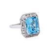 Image 1 : 14KT White Gold 7.34ct Blue Topaz and Diamond Ring