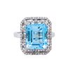 Image 2 : 14KT White Gold 7.34ct Blue Topaz and Diamond Ring