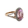Image 1 : 7.76ct Kunzite and Diamond Ring - 14KT Rose Gold