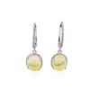 Image 1 : 14KT White Gold 3.80ctw Opal and Diamond Dangle Earrings