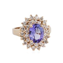 14KT Rose Gold 1.87ct Tanzanite and Diamond Ring