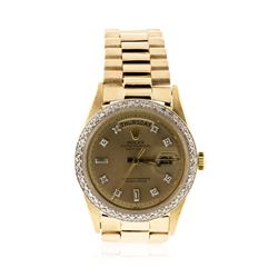 Men's 18KT Yellow Gold Rolex DayDate Watch Diamond Bezel