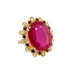 14KT Yellow Gold 27.59ctw Ruby and Diamond Ring