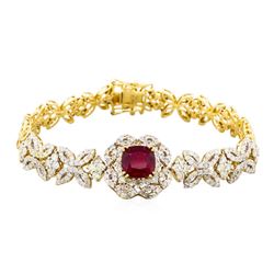 14KT Yellow Gold 4.33ct Ruby and Diamond Bracelet