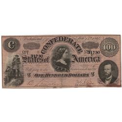 1864 $100 Confederate States of America Bank Note