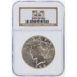 1925 NGC MS64 Peace Silver Dollar