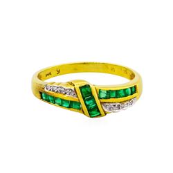 14KT Yellow Gold 0.42ctw Emerald and Diamond Ring