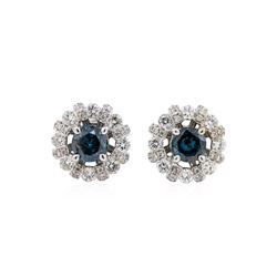 18KT White Gold 1.04ctw Blue Diamond and Diamond Earrings